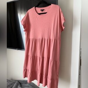 NWOT J.Crew Tiered dress in broken-in jersey Large Weathered Rose